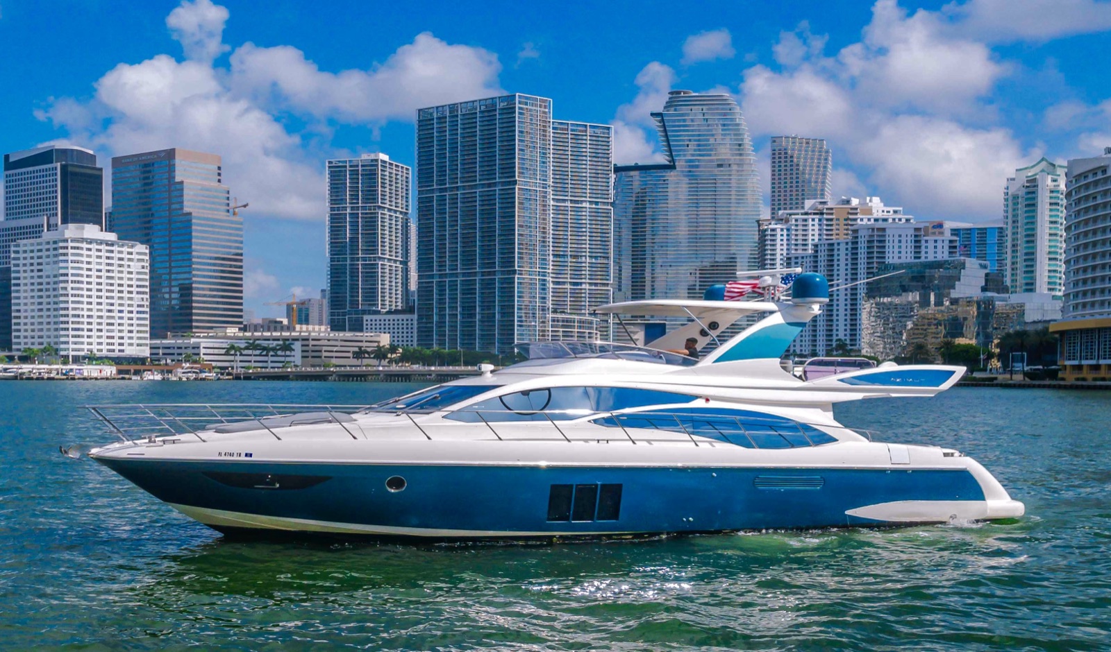60FT Tito Blue yacht cruising in Miami
